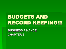 budgets and record keeping!!! - Cherry Creek School District