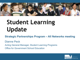 Student Learning Update Strategic Partnerships Program