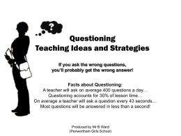 Facts about Questioning