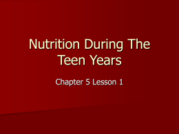Nutrition During The Teen Years