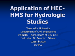 Application of HEC-HMS for Urban Flooding Studies