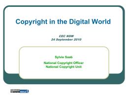 Copyright in the Digital World - Catholic Education Commission NSW