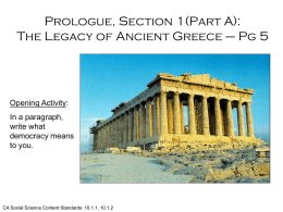 Prologue, Section 1: The Legacy of Ancient Greece and Rome