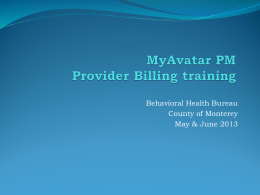 MyAvatar PM Provider Billing Training Powerpoint