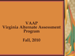 Virginia Alternate Assessment Program Collection of Evidence