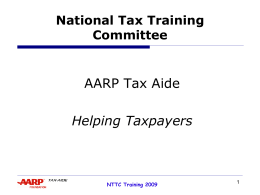 RegionalMeetings-Training-2009 - AARP Tax-Aide