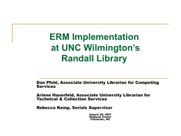 ERM Implentation - Southeastern Innovative Users Group