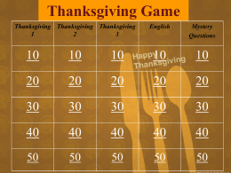 Thanksgiving Jeopardy Class 1