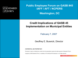 Credit Implications of GASB 45 Implementation on Municipal