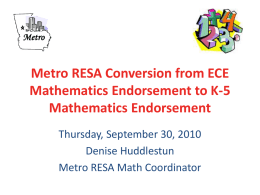 Metro RESA Conversion from ECE Mathematics Endorsement to K