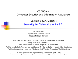 (Ch.7, Part 1): Security in Networks - Computer Science