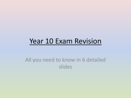 Year 10 Exam Revision Basics