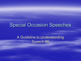 Special Occasion Speeches