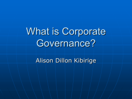 What is Corporate Governance?