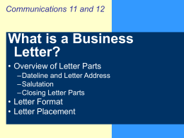 View this PPT on How to Format a Business Letter