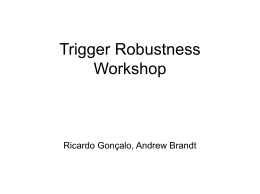 Trigger Robustness Workshop Ricardo Gonçalo, Andrew Brandt