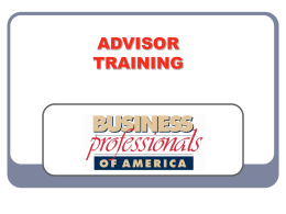NEW ADVISOR TRAINING - Business Professionals of America