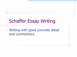 Schaffer Essay Writing