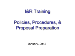 Income and Recharge Policies, Procedures and Proposal Preparation