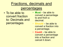 Fractions, Decimals and Percentages 2