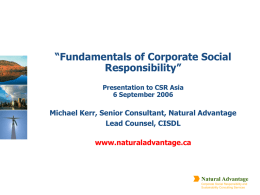“Fundamentals of Corporate Social Responsibility