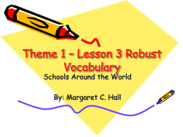 Theme 1 – Lesson 2 Robust Vocabulary