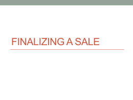 Finalizing a Sale