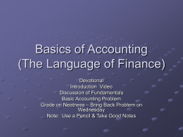 Basics of Accounting (The Language of Finance)