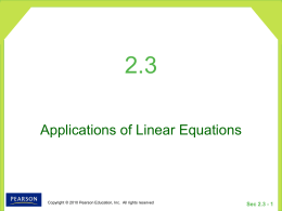 2.3 Applications of Linear Equations