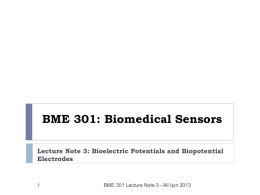 BME 301: Biomedical Sensors Lecture Note 3