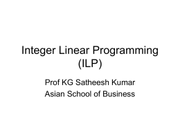 Integer Linear Programming (ILP)