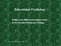 Educational Psychology: Definitions