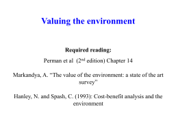 Valuing the environment: wider issues (cont.)