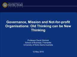 Governance, Mission and Not-for-profit