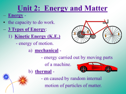 Unit 2: Energy and Matter