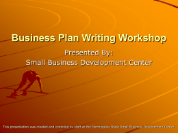 Business Plan Writing Workshop