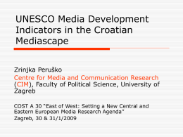 UNESCO Media Development Indicators in the Croatian Media