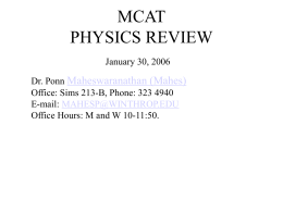 mcat physics review - Chemistry at Winthrop University