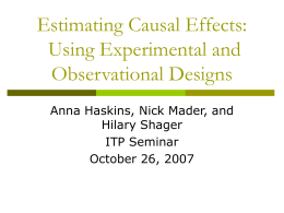 Estimating Causal Effects - Interdisciplinary Training Program in the