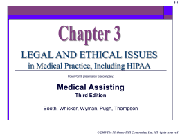 Legal and Ethical Issues in Medical Practice, Including HIPAA