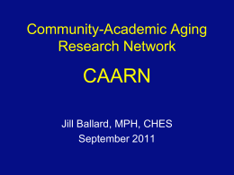 the Community-Academic Aging Research Network (CAARN)