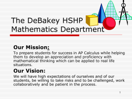 Presenting: The DeBakey HSHP Mathematics Department