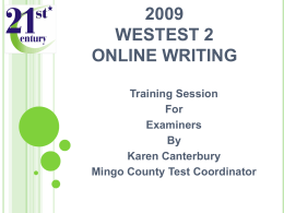 2009 WESTEST 2 Online Writing Manual
