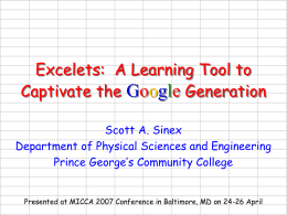 Excelets: A Learning Tool to Captivate the Google Generation
