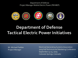 Tactical Electric Power - Electrical Generating Systems Association