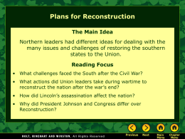 Lesson 12-1: Plans For Reconstruction