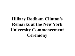 Hillary Rodham Clinton`s Remarks at the New York University