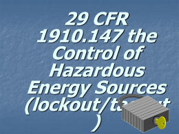 29 CFR 1910.147 the Control of Hazardous