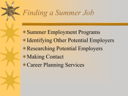 Summer Job Searching 2016
