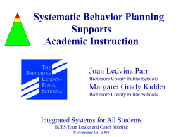 Systematic Behavior Planning Supports Academics